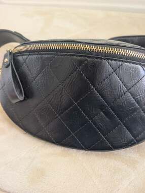 Black Quilted Belt Bag Crossbody Gold Hardware , Streetwear,Luxury, Wimsygoth